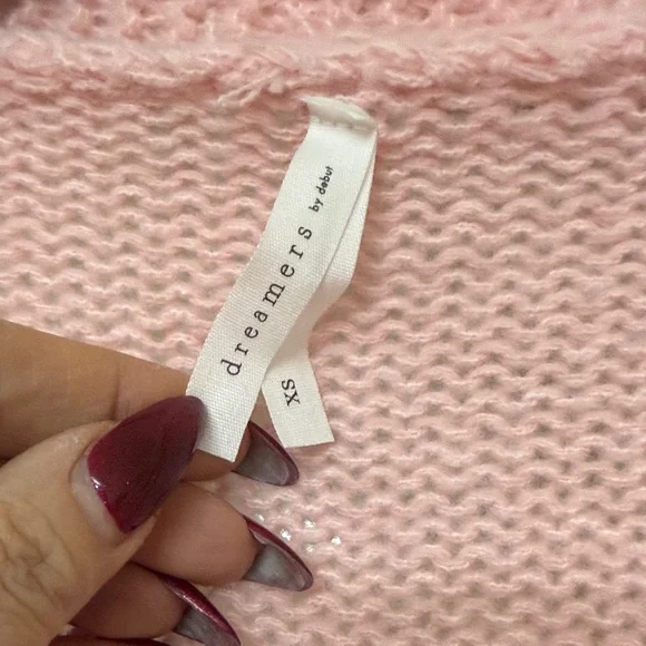 Chic Pink Cherry Knit Cardigan - Picture 2 of 3